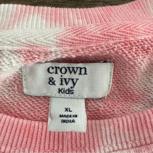NWT Crown & Ivy Girls XL Rainbow Tie Dye Pullover Sweatshirt Top Oversized New - Picture 2 of 6